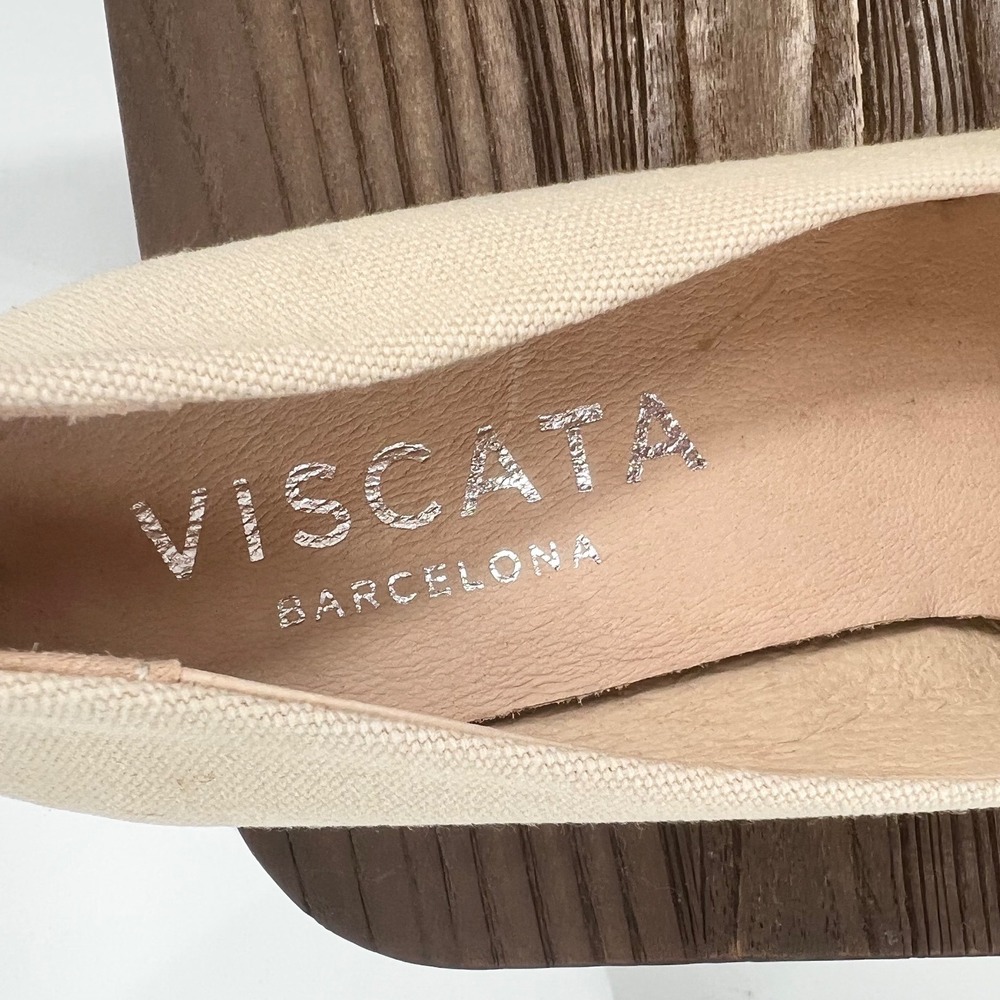 Viscata Barcelona Canvas Espadrille Wedge Pumps Beige Made in Spain Size 40 - Picture 6 of 8